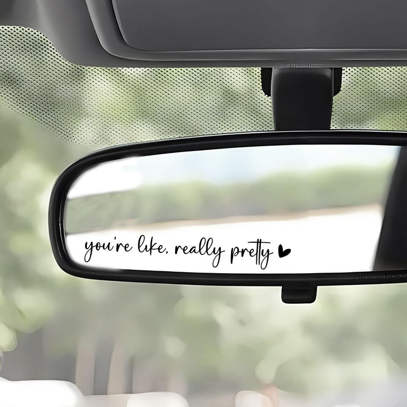 WCDHOR 2 x You Are Like Really Pretty Rearview Mirror Decal Water Bottle Stickers Affirmation Reminder Sticker Laptop Bumper Sticker Tumbler Vinyl Sticker Car Mirror Decal Funny Car De (You're Pretty, Black) - Image 1